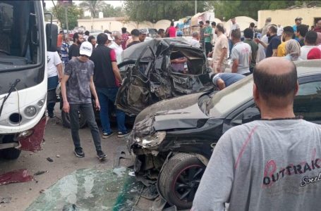 حادث اصطدام أتوبيس بـ5 سيارات بمدينة العبور